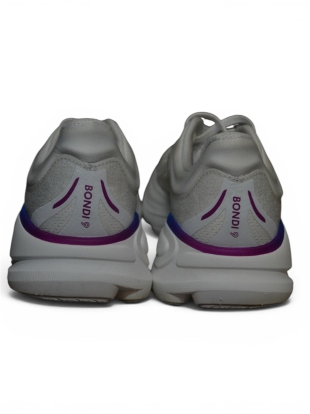 Hoka Women's White Running Shoes with Blue and Purple Sole Accents - Picture 5 of 7
